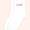Chaussettes brodées love rouge
